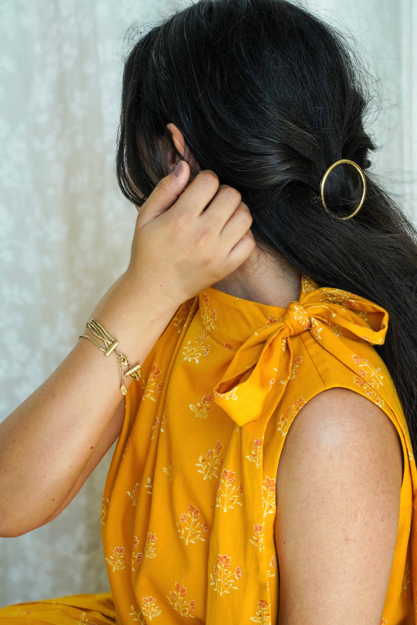 Yellow Wildflower Pleated Dress