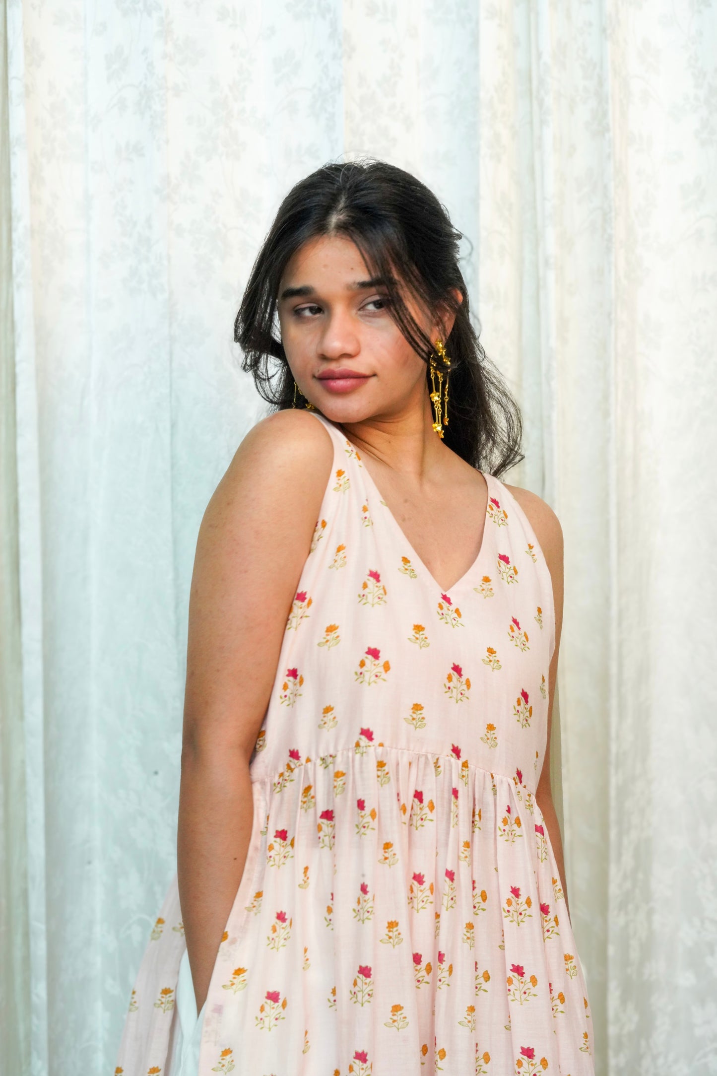 Pink Wildflower Sprig Tunic