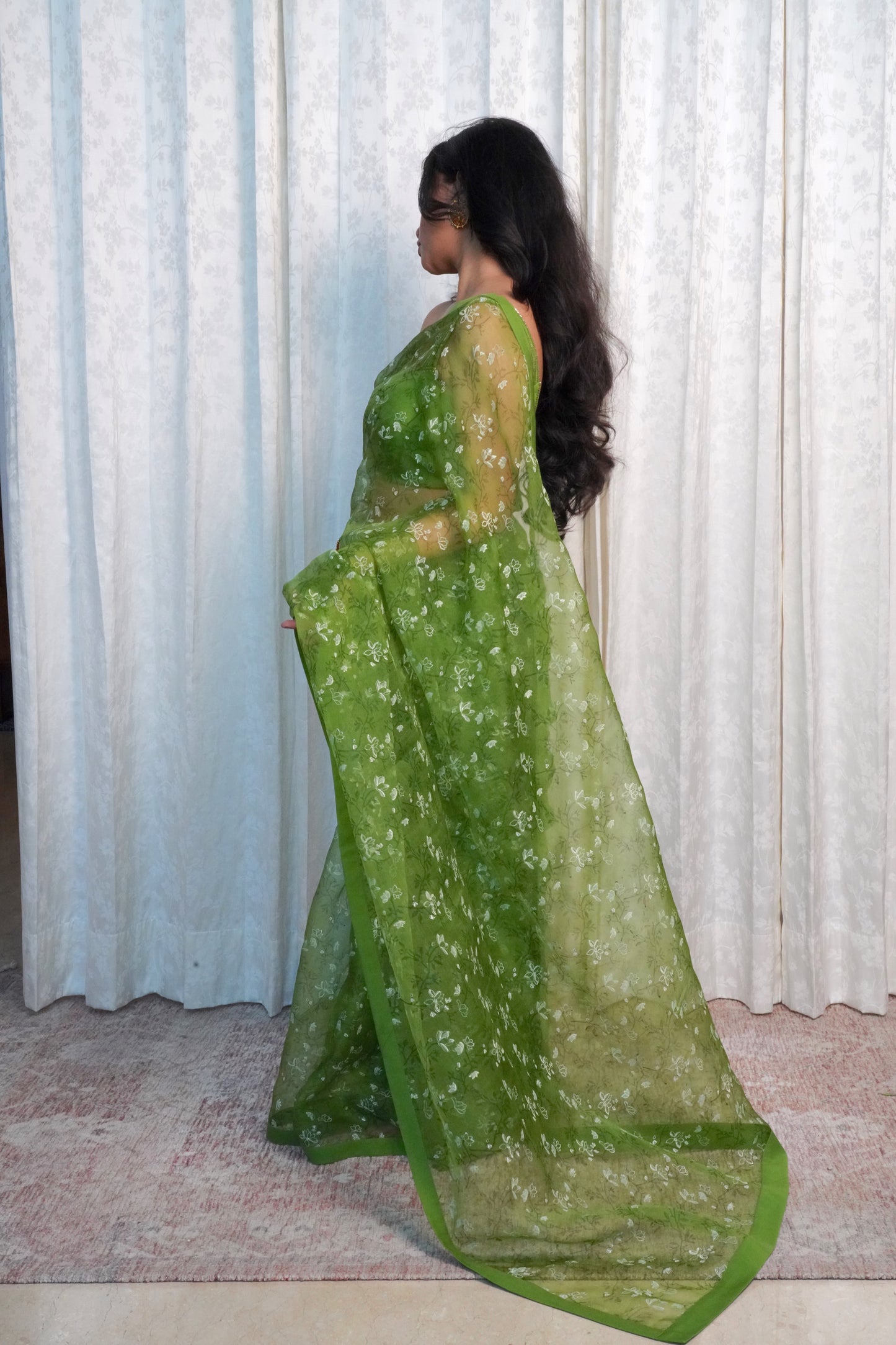 Wild Green Organza Saree-