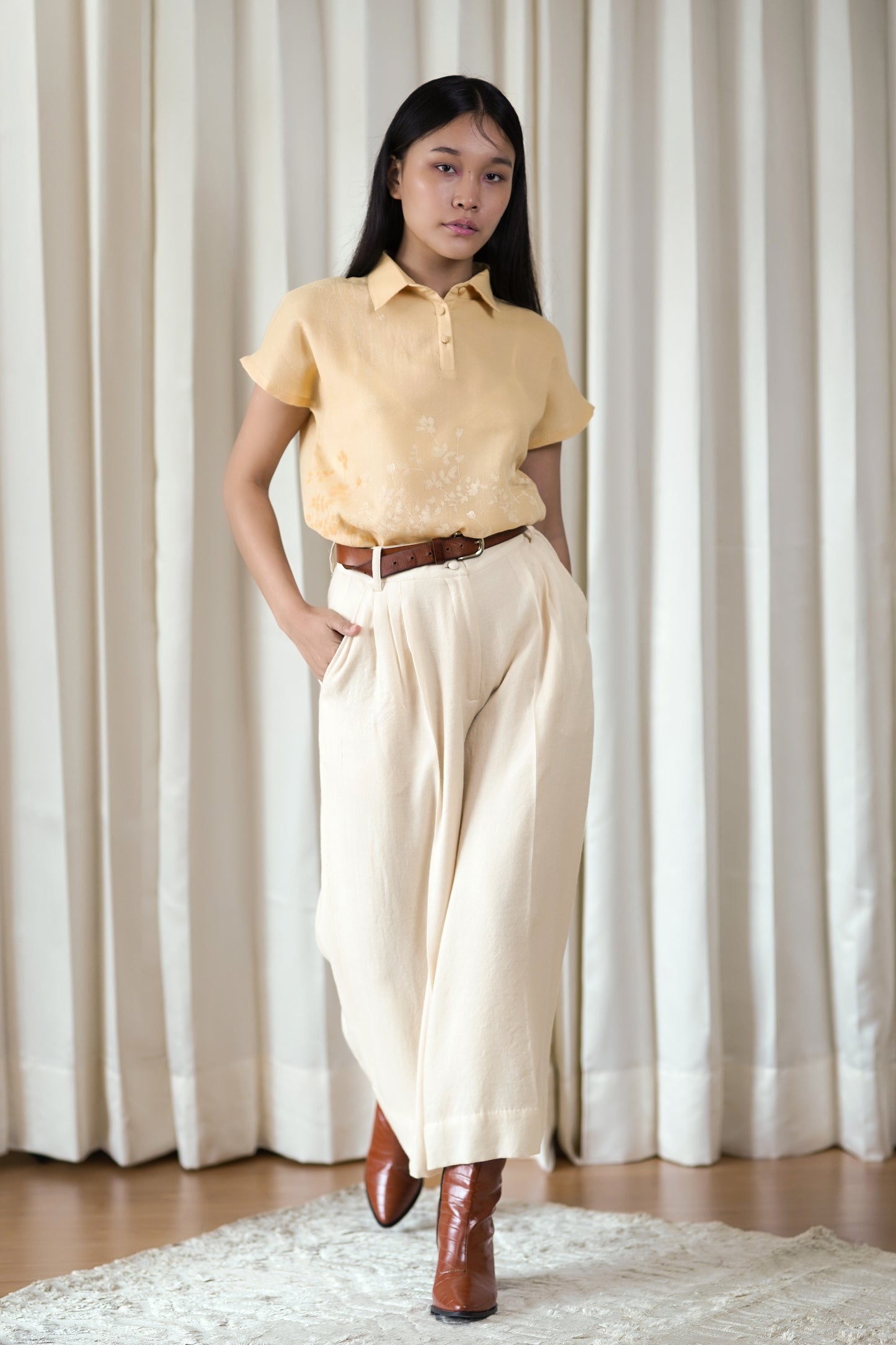 ivory pleated pants
