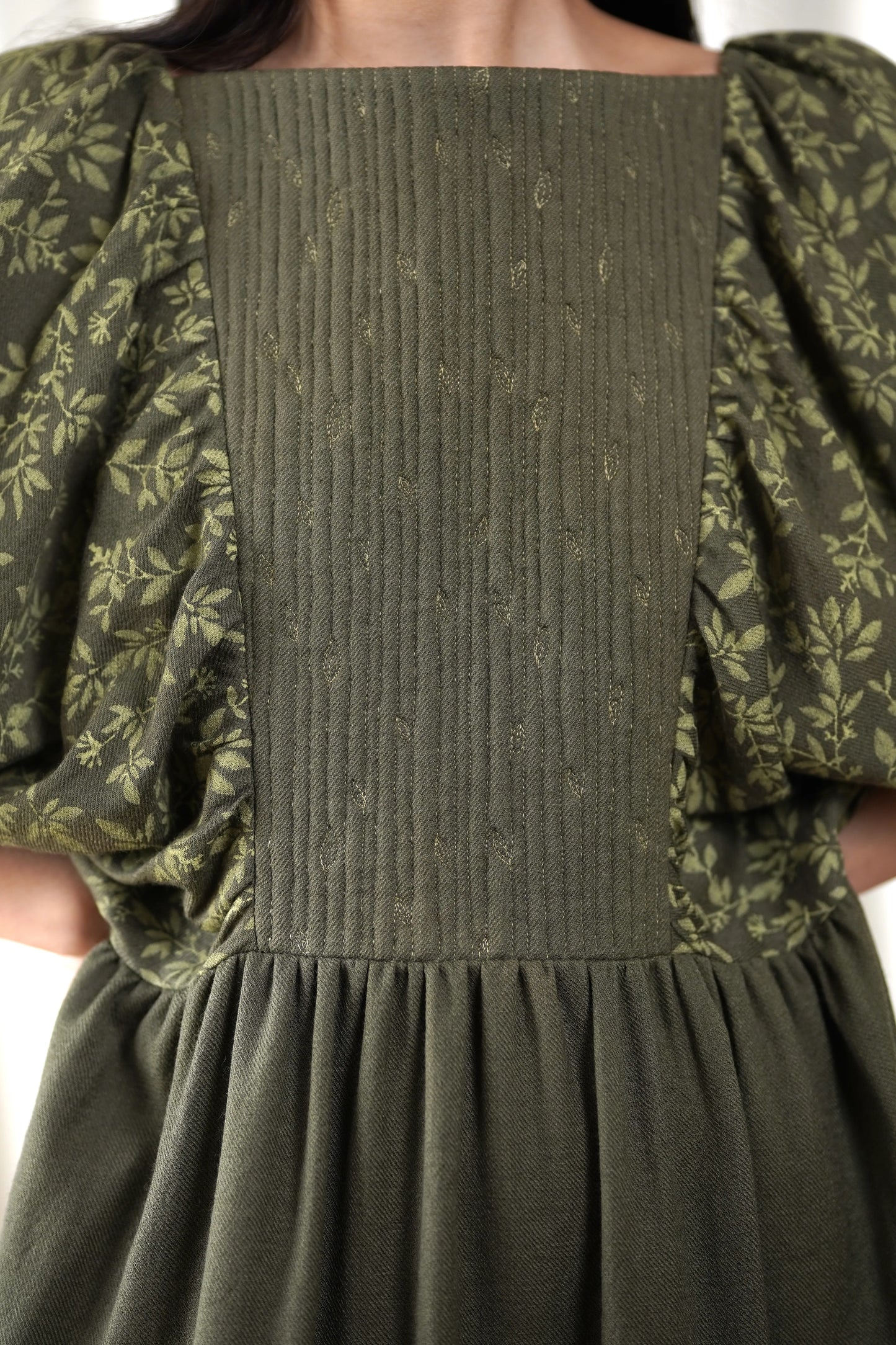 Printed olive dress