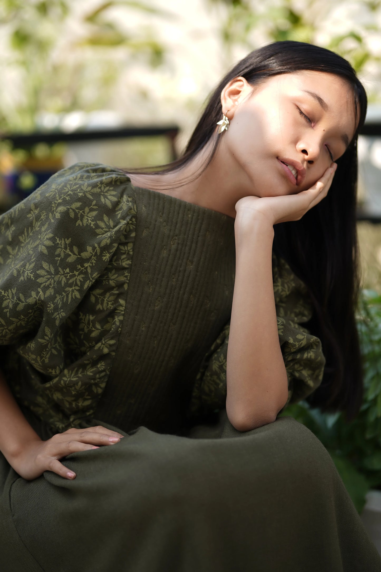 Printed olive dress