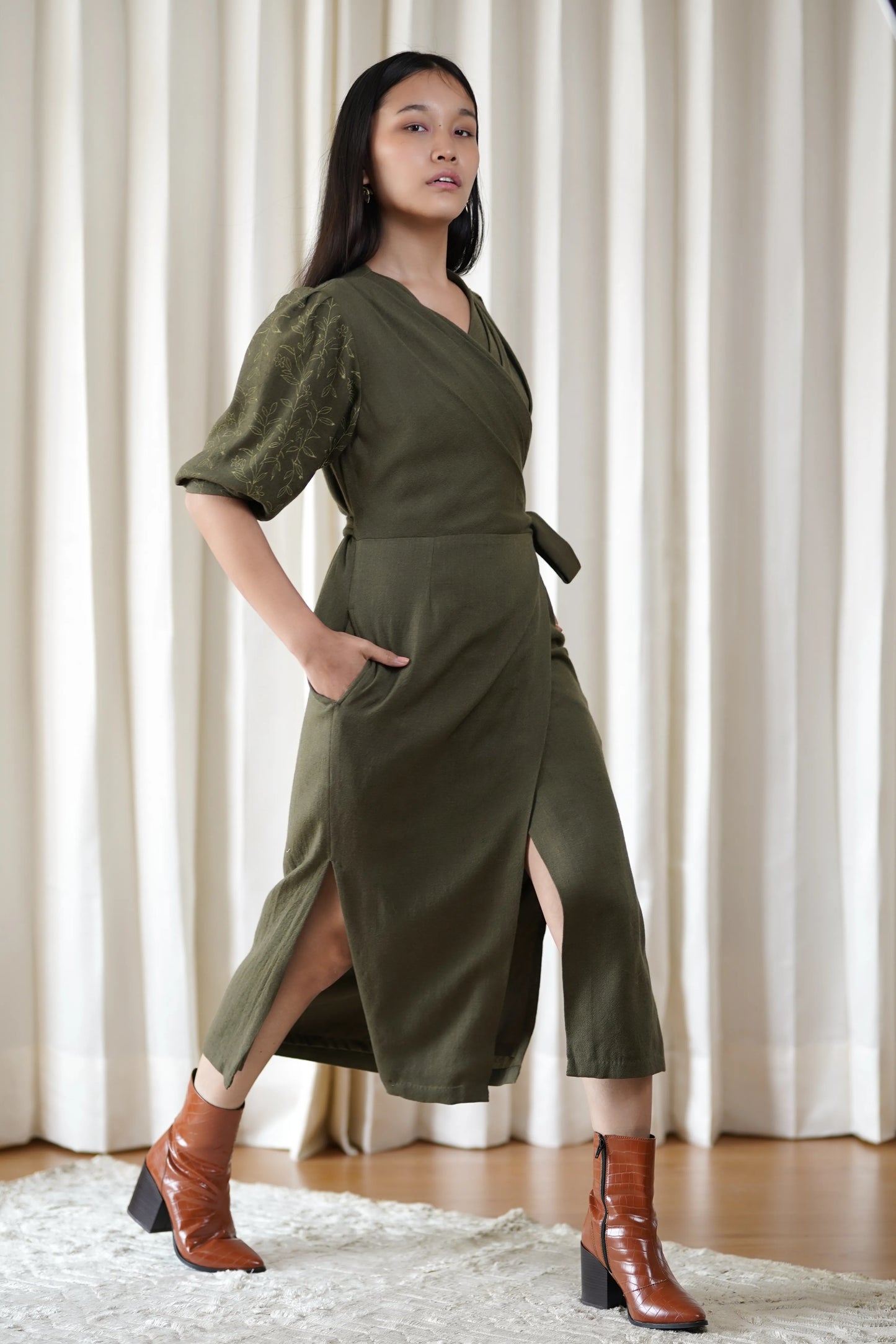olive Wrap dress
