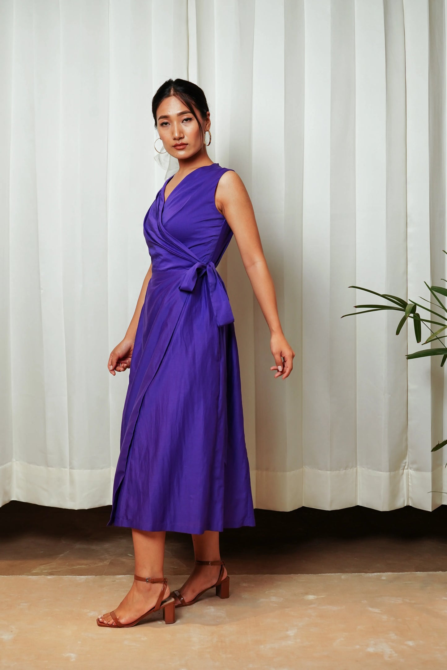 Purple wrap dress