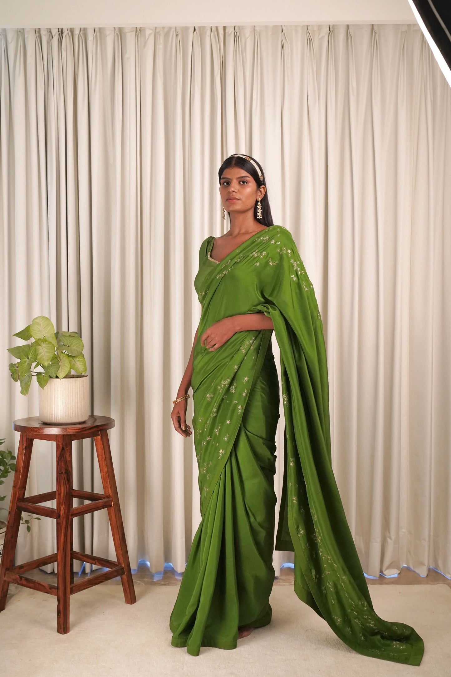 Wildflower Green Sari