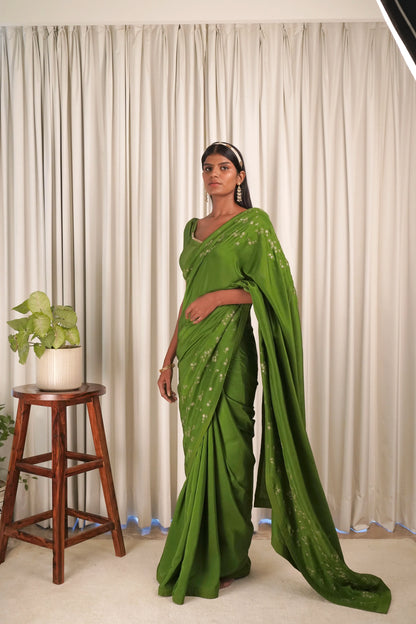 Wildflower Green Sari