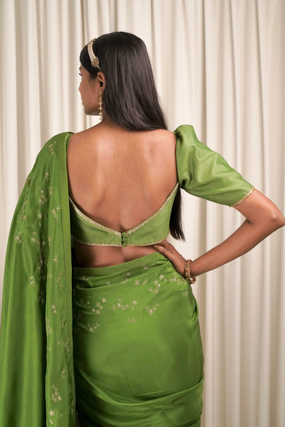 Wildflower Green Sari