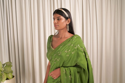 Wildflower Green Sari