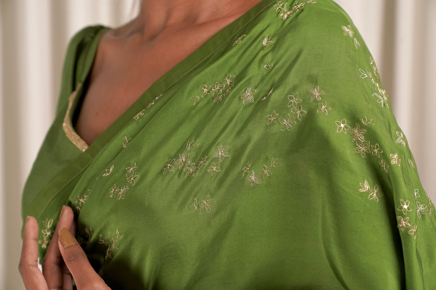 Wildflower Green Sari