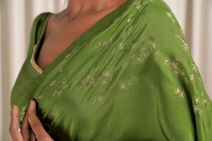 Wildflower Green Sari