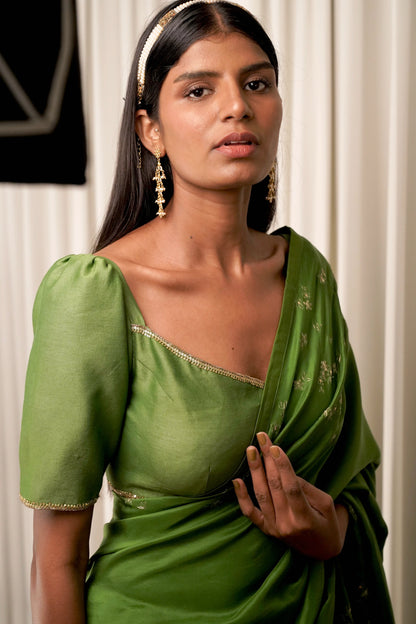 Wildflower Green Sari