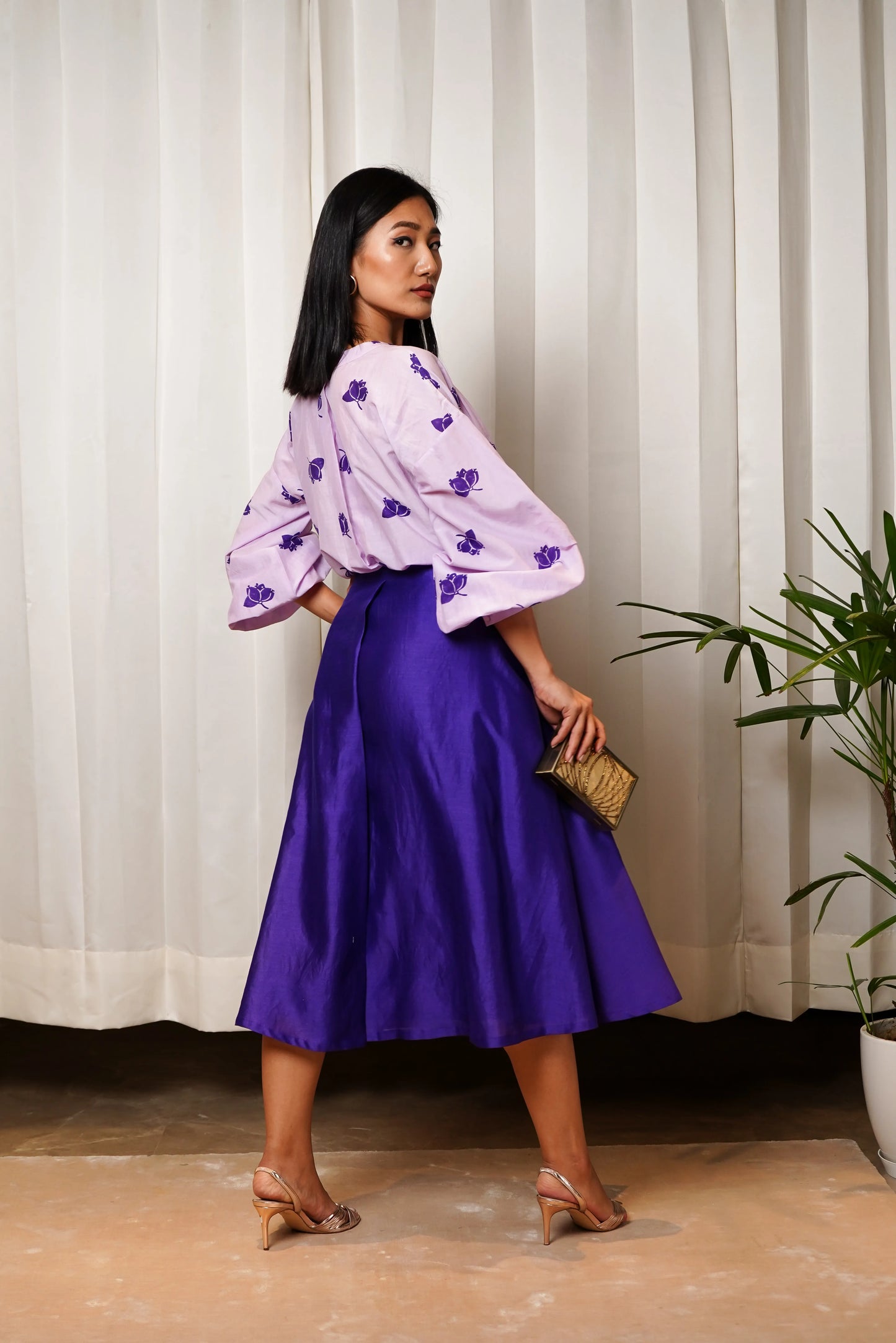Purple flared skirt