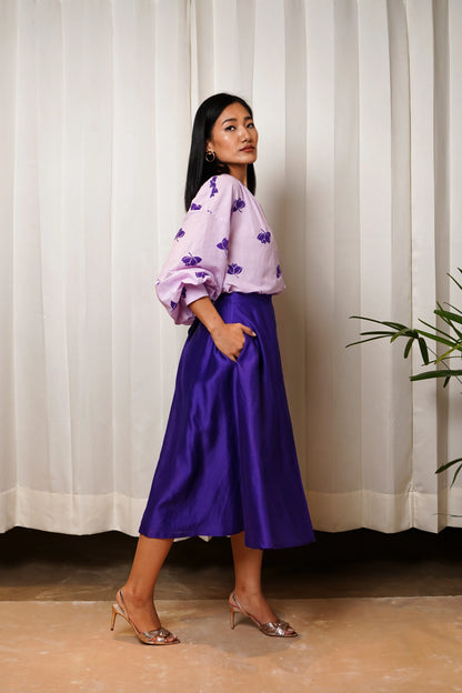 Purple flared skirt