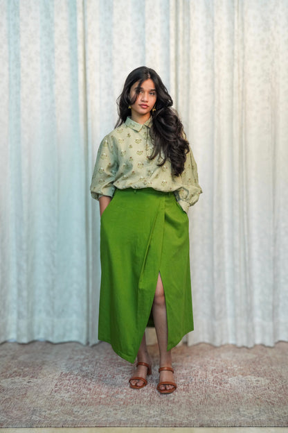 Wild Green Wrap Skirt