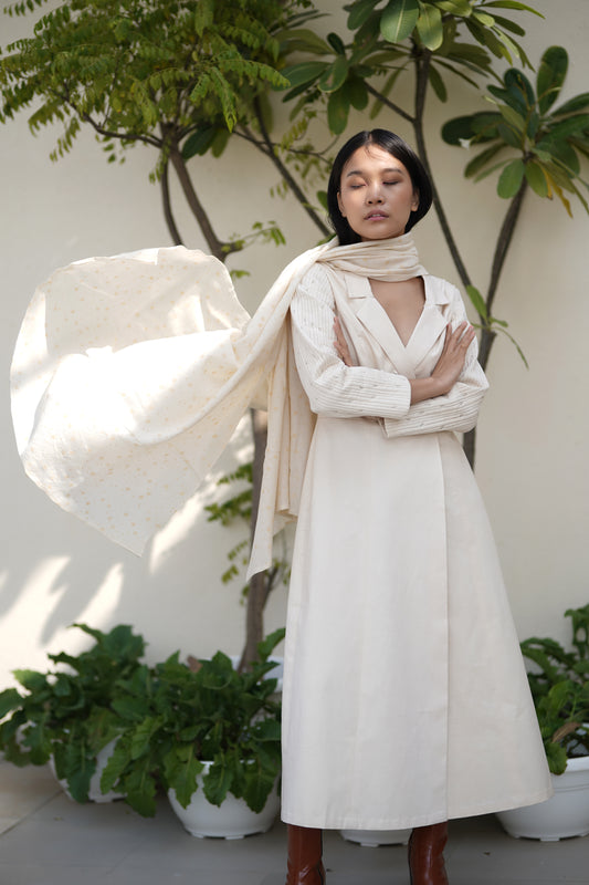 Printed ivory shawl