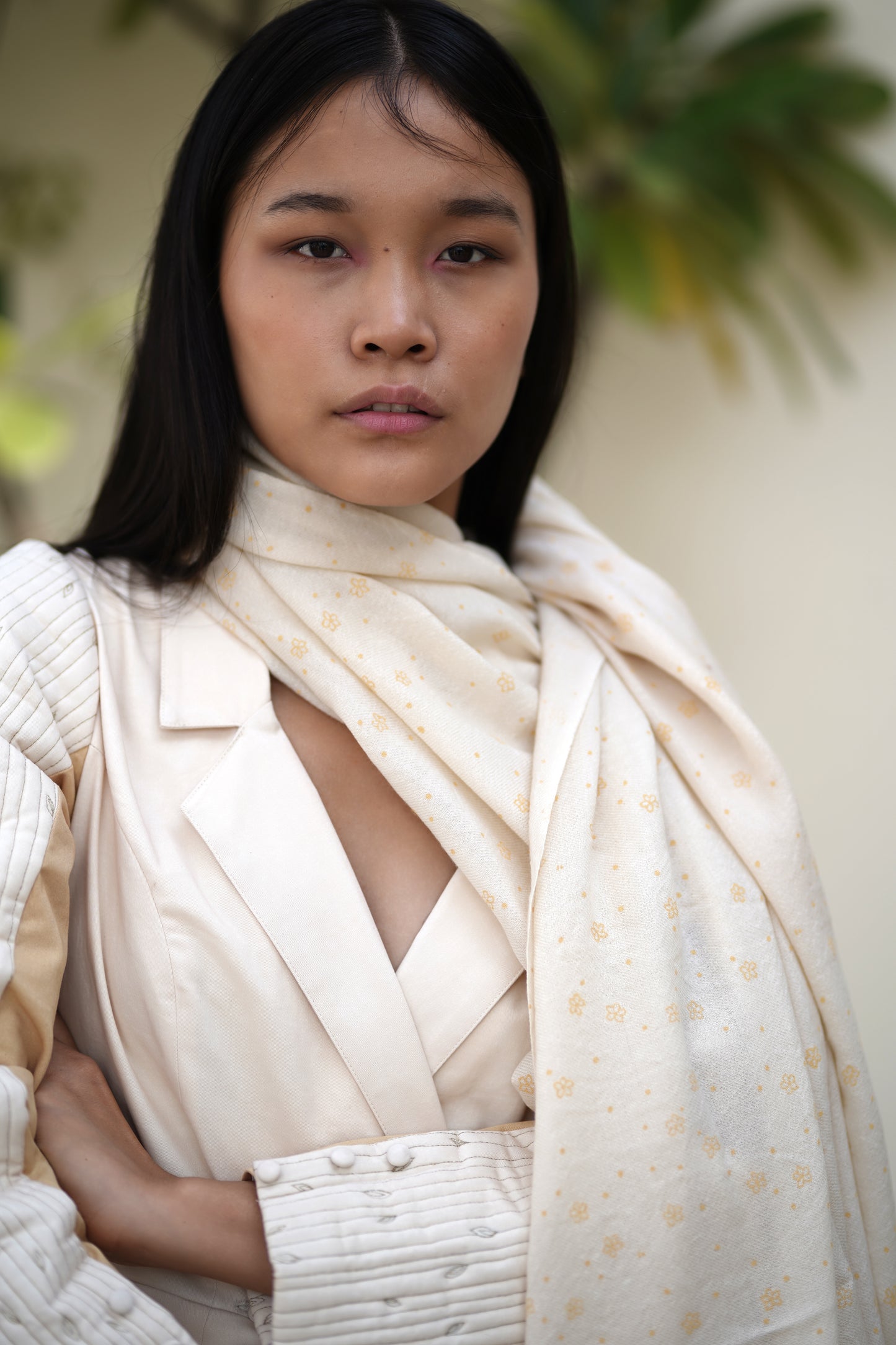 Printed ivory shawl