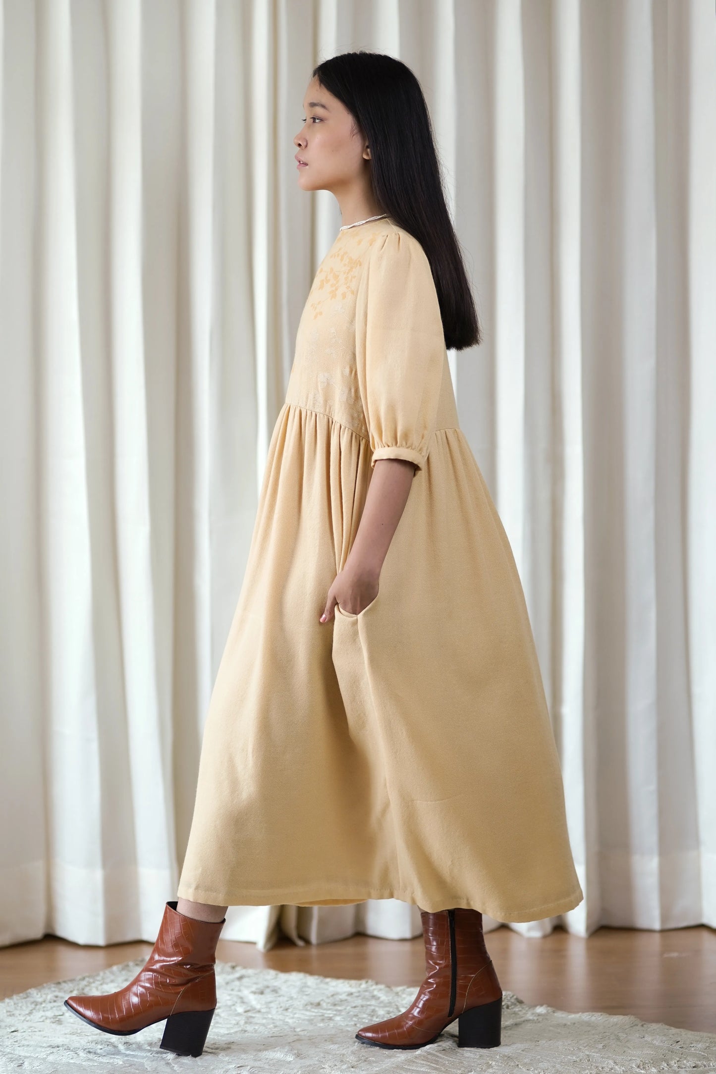 printed woolen dress