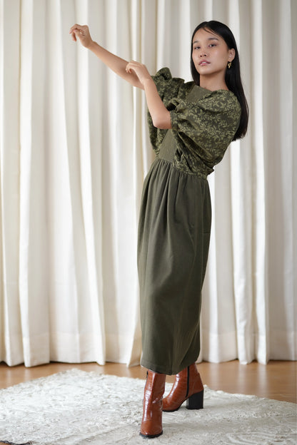 Printed olive dress