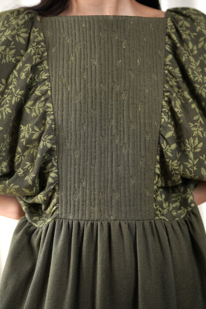 Printed olive dress