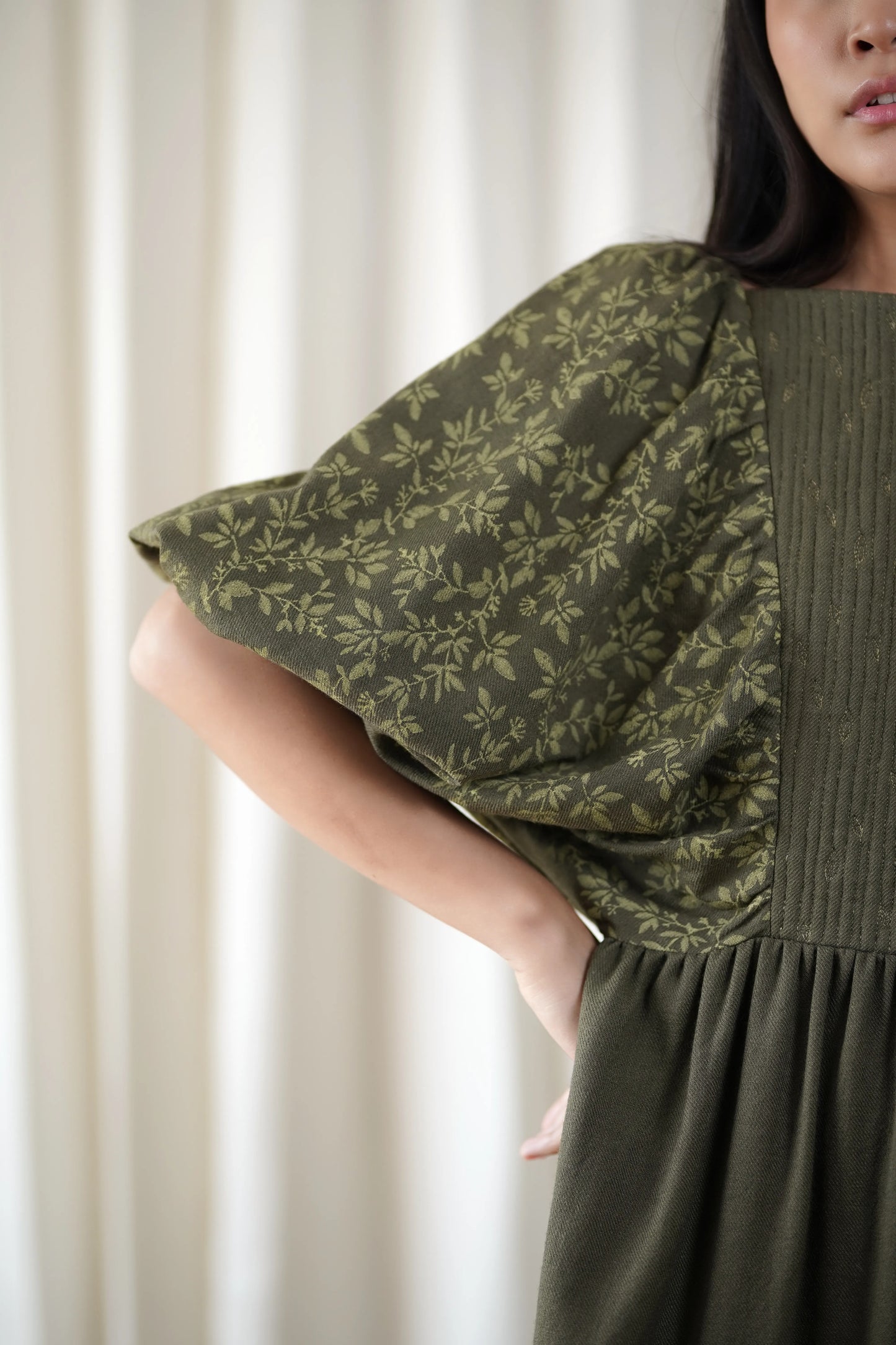 Printed olive dress