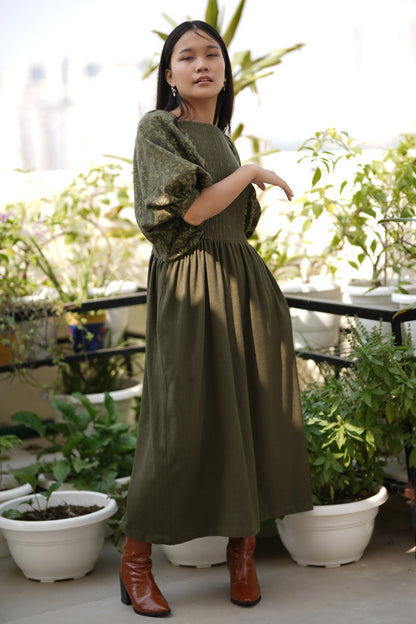 Printed olive dress