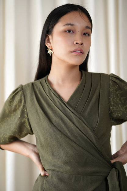 olive Wrap dress