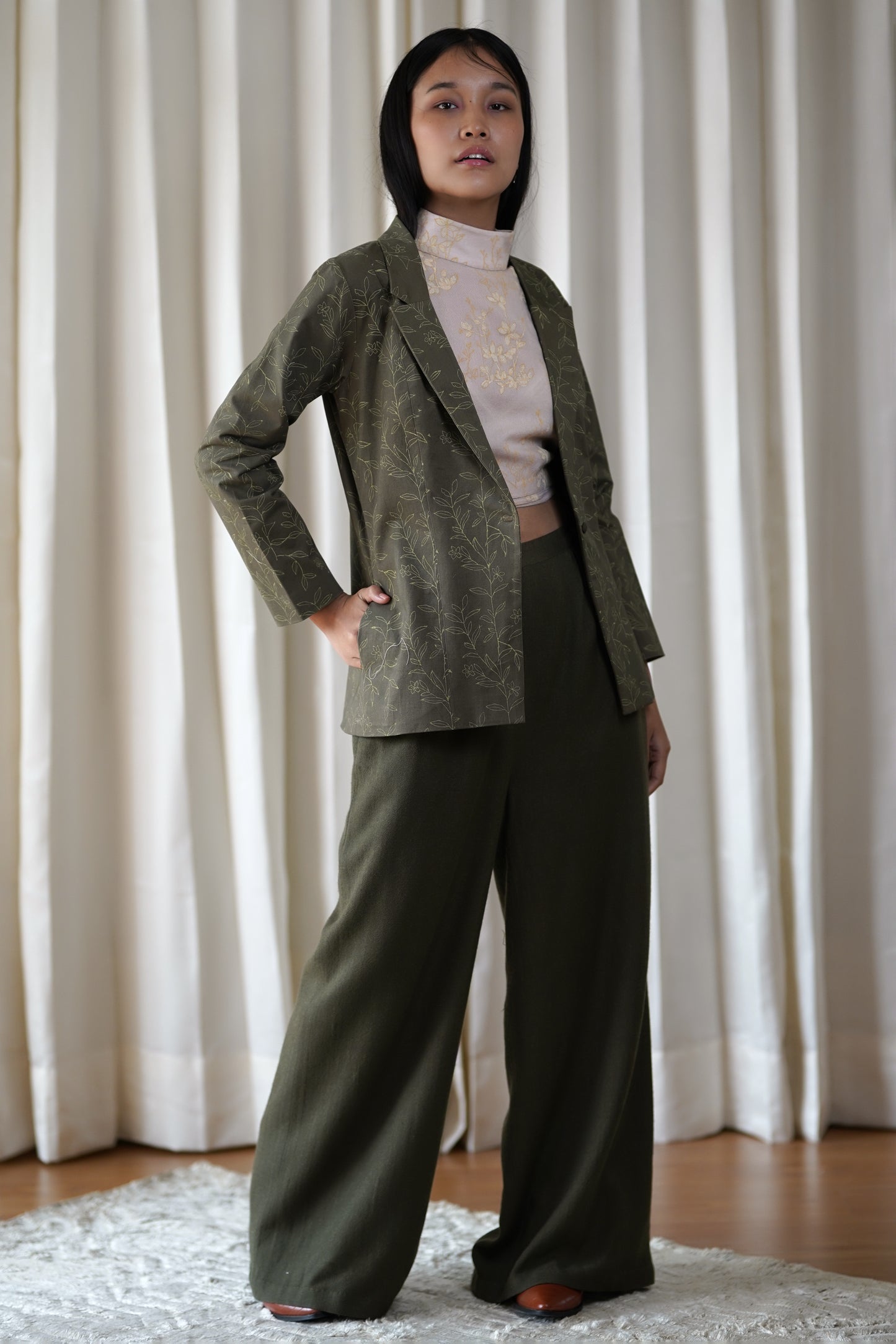 Flared maxi pants.