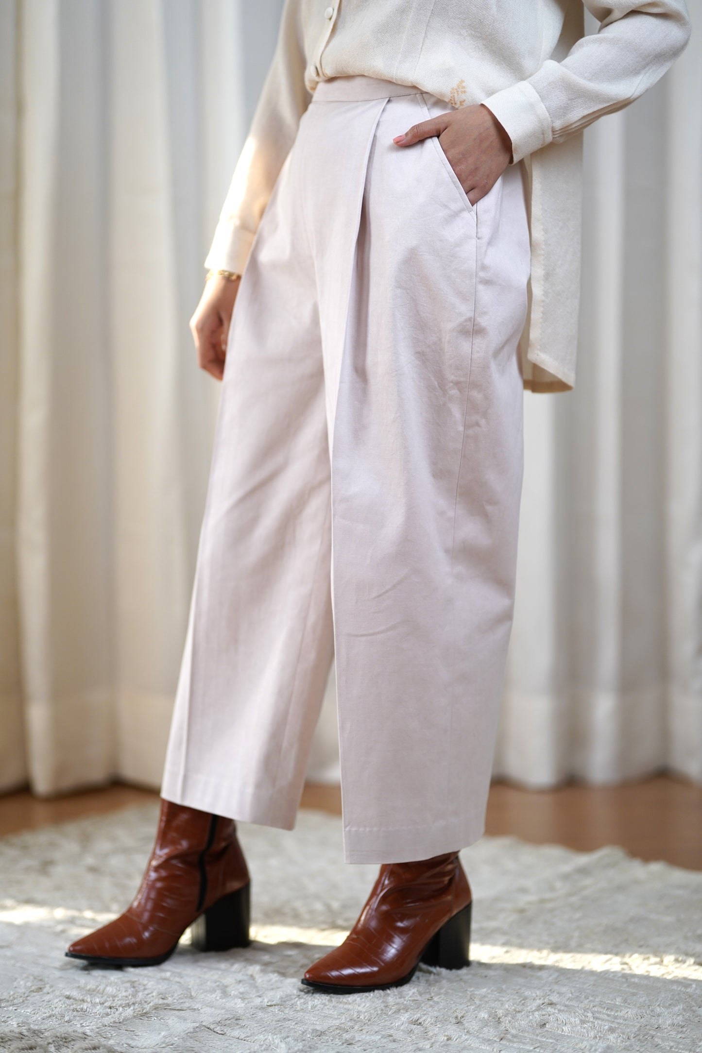 Twill straight pants