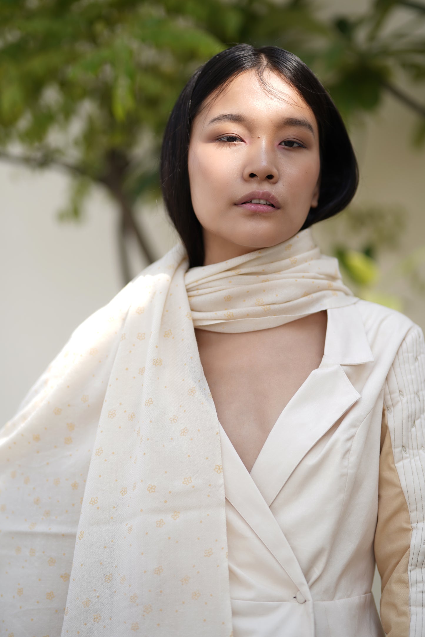 Printed ivory shawl