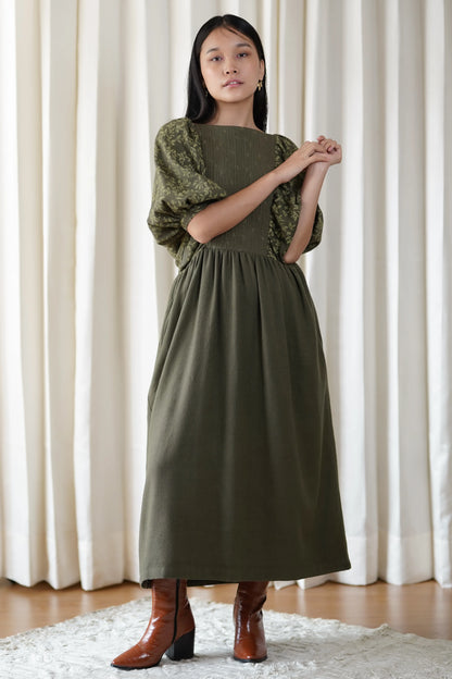 Printed olive dress