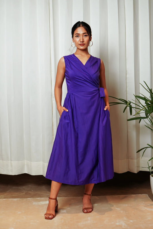 Purple wrap dress
