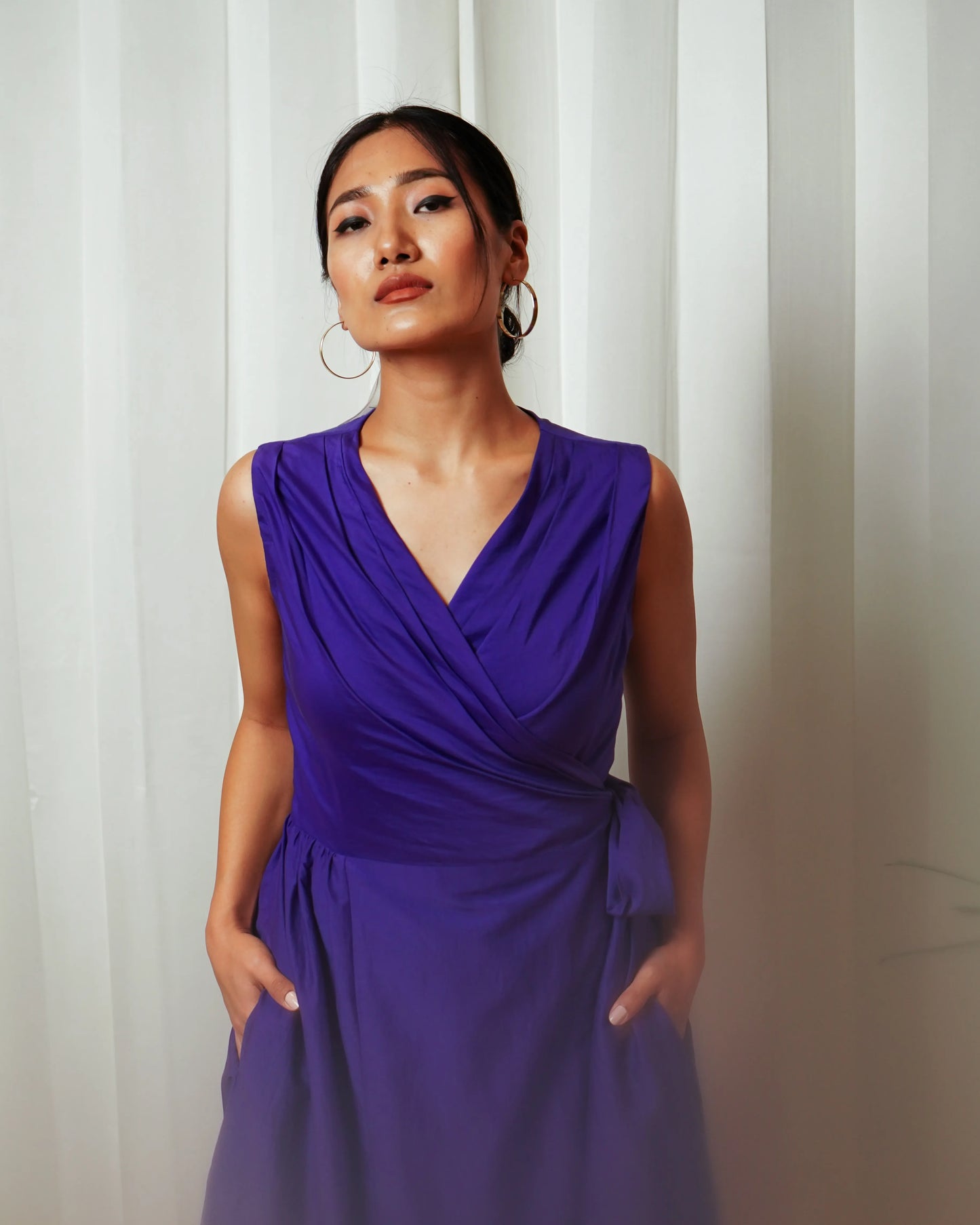 Purple wrap dress